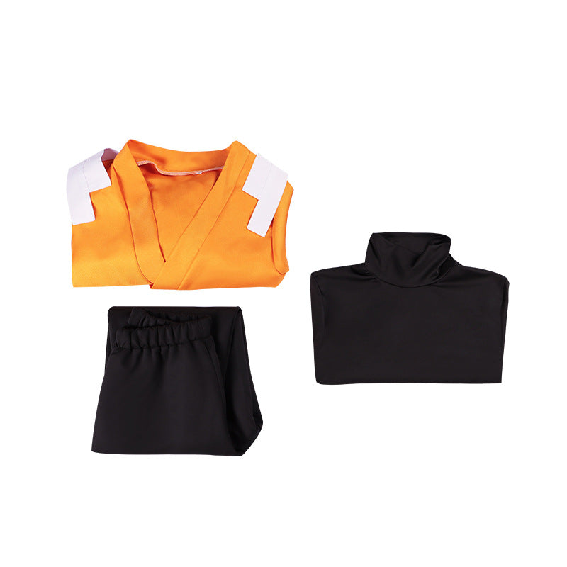Yoruichi Shihoin Cosplay Costume – Bleach | Orange Wrap Top & Black Pants Set | Unisex S–3XL