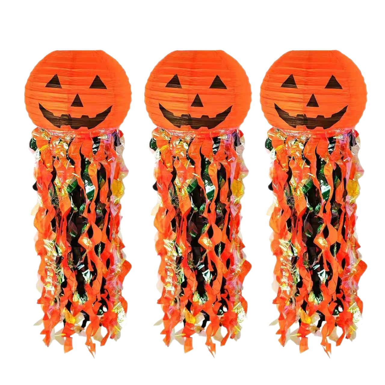 Halloween Paper Lantern DIY Handmade Jellyfish Pumpkin Head Lantern Hanging Decoration Prop Decor Scary Haunted House Door Hanging Ornament