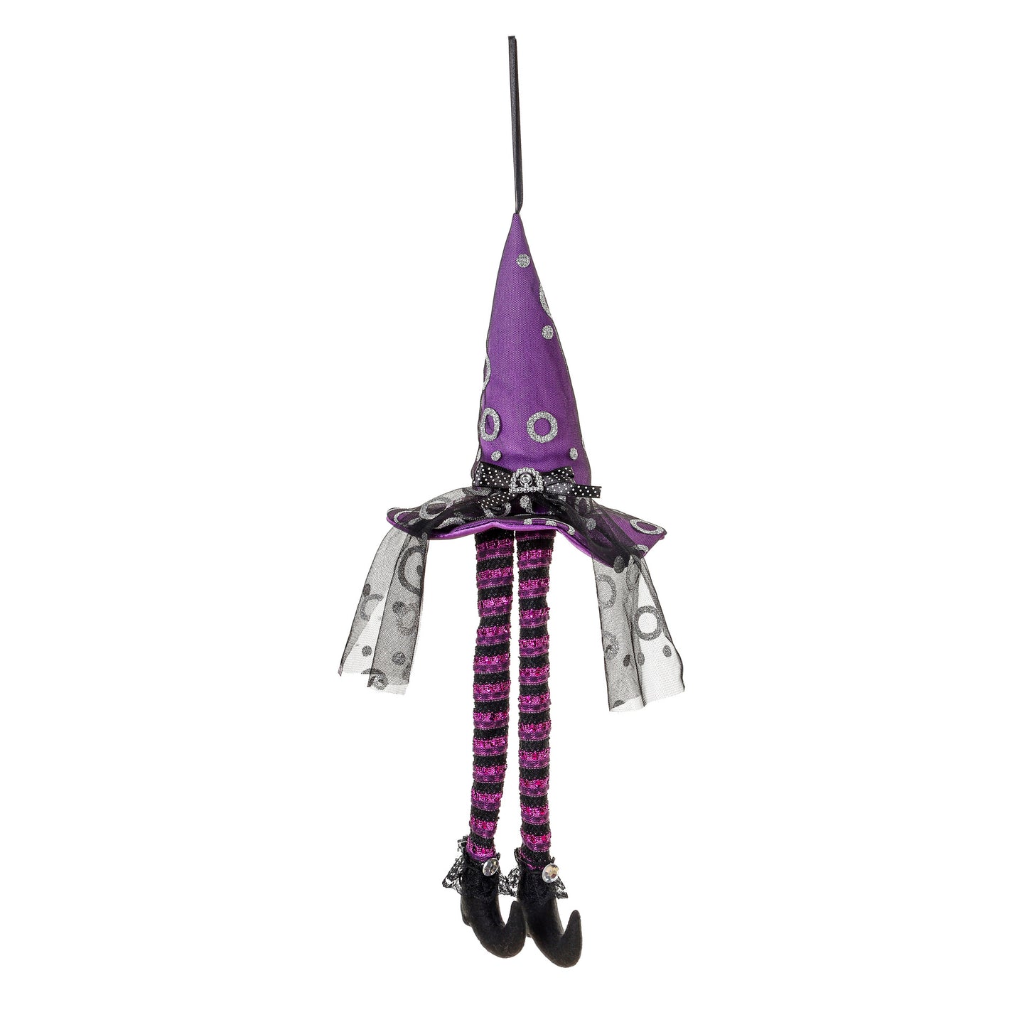 Halloween Witch Hat Window Hanging Decoration Striped Long Legs Party Atmosphere Decor for Bars and Parties