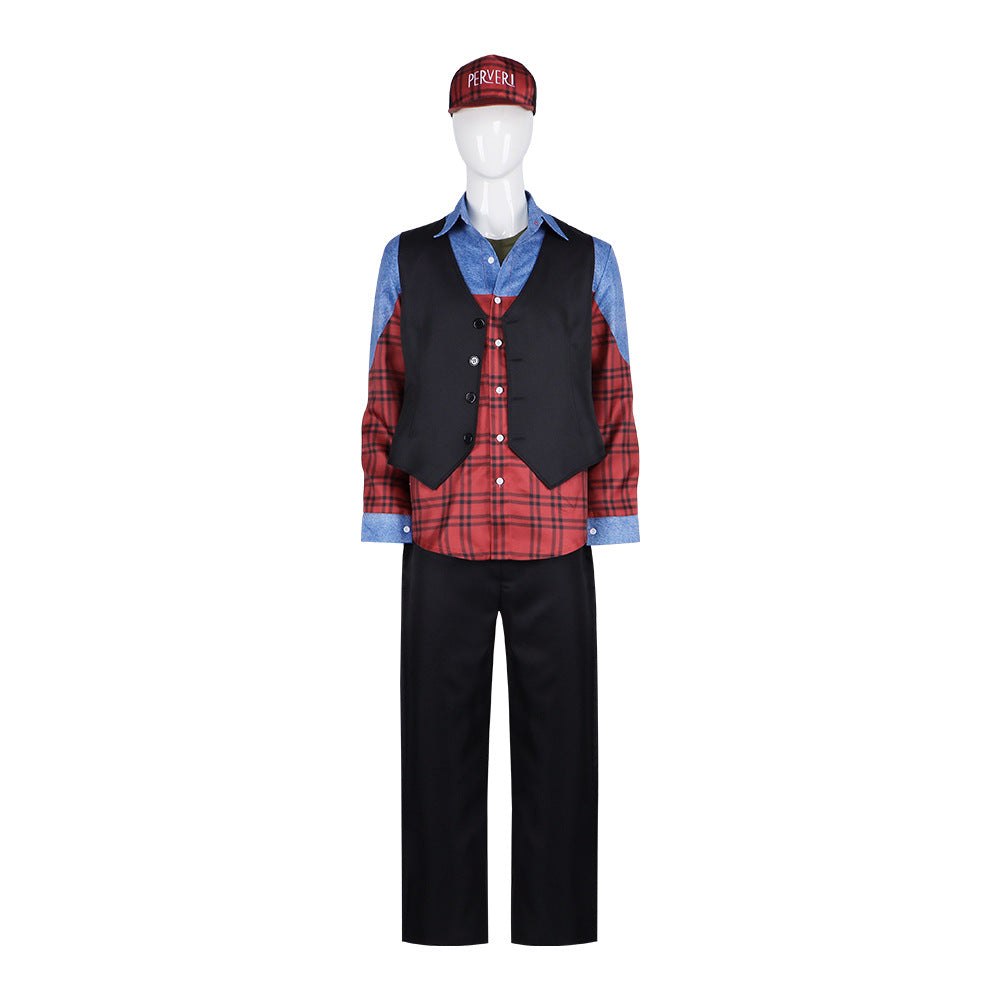 Robbie Williams Cosplay Costume – Better Man (2024 Film) | Plaid Shirt, Vest & Cap Set | Unisex S–3XL