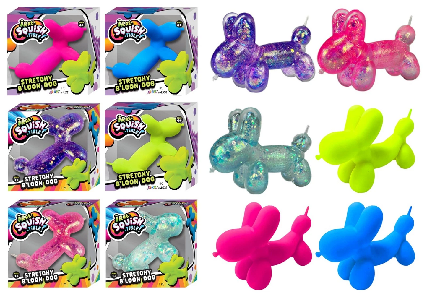 JA-RU Irre-Squish-tible Stretchy B'Loon Dog