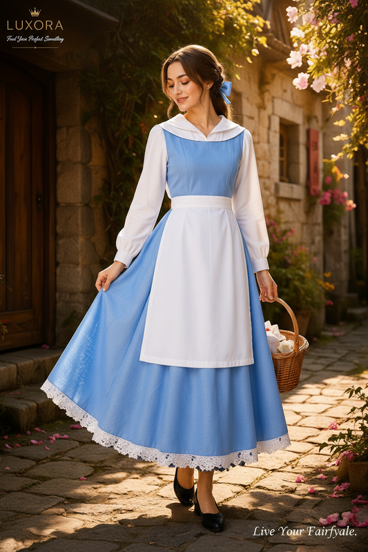 Halloween Blue Maid Cosplay Costume Set – Cotton Blend Jacket & Dress for Anime Game Cosplay (S–XXXL)