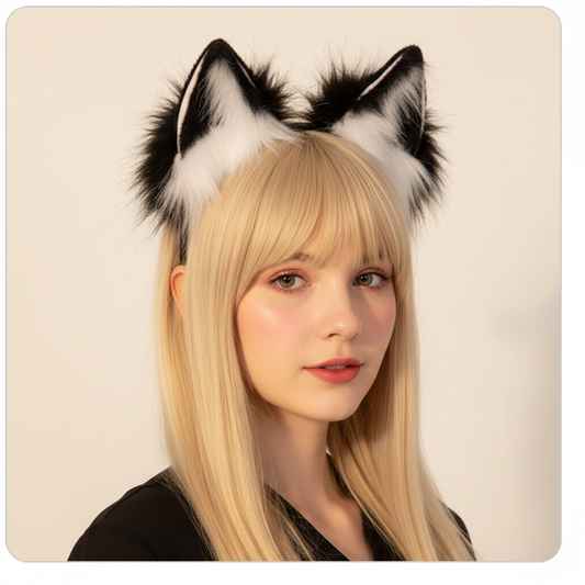 Fox & Wolf Ear Headpiece – Adjustable Faux Fur Animal Ear Cosplay Hair Clip