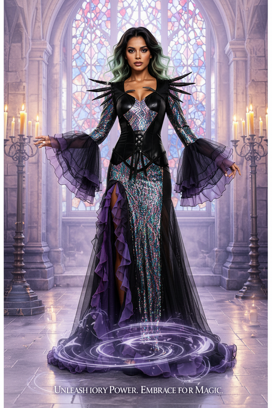 Dark Witch Mermaid Halloween Costume – Fantasy Cosplay Dress for Parties & Performances