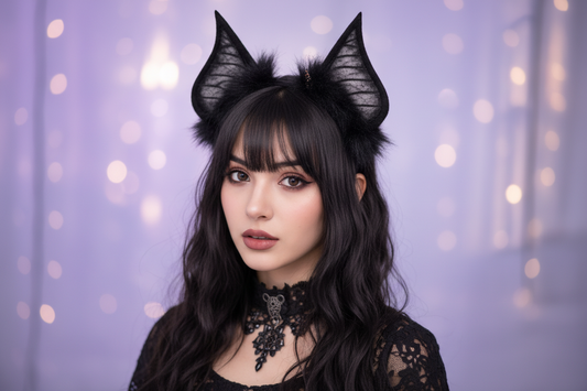 Halloween Bat Ear Headband – Gothic Anime Cosplay Hair Accessory (Black, Red & Purple)