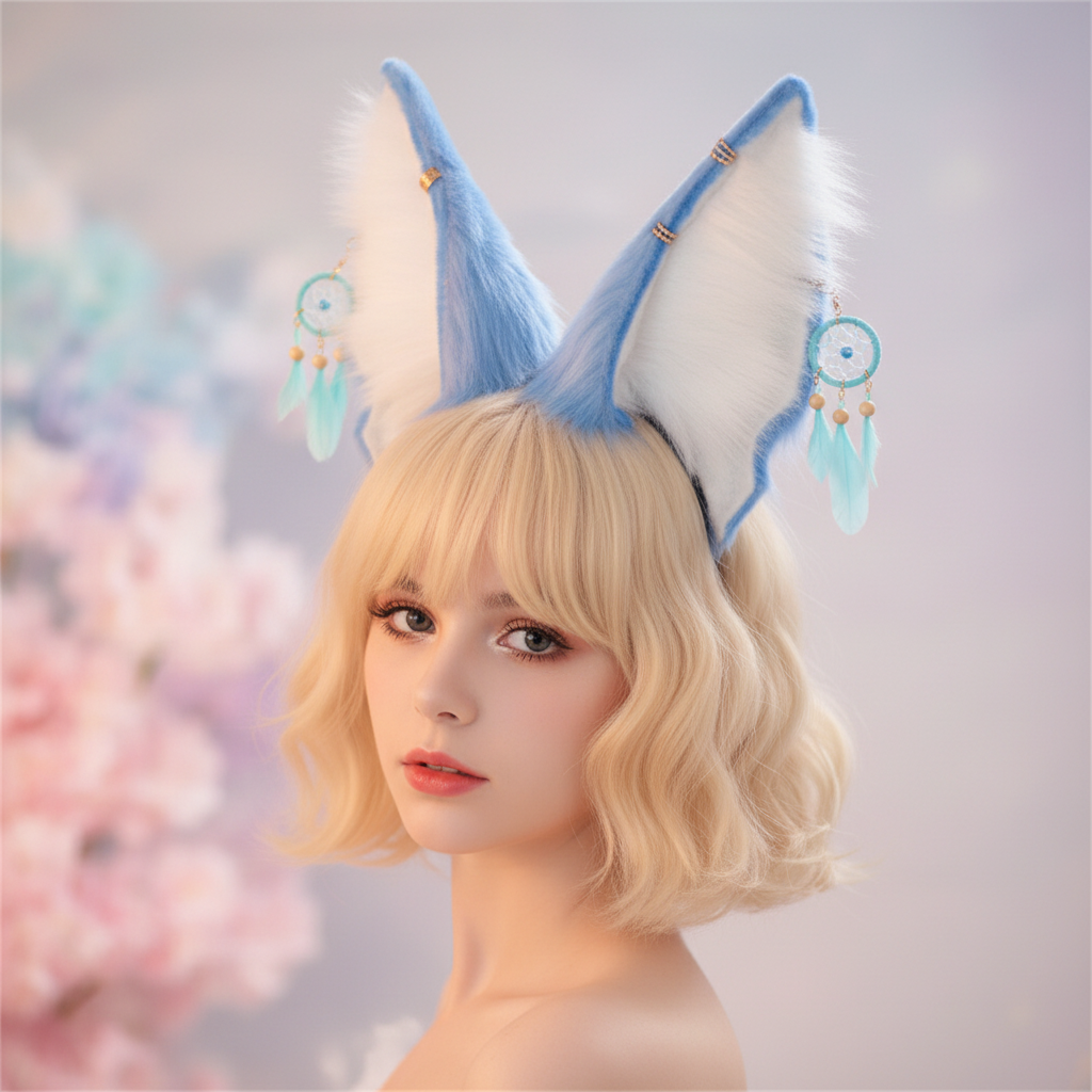 Plush Fox Ear Headband with Dreamcatcher