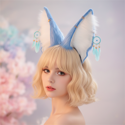 Plush Fox Ear Headband with Dreamcatcher