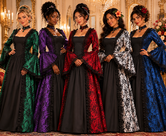 Halloween Victorian Retro Costume Dress – Gothic Stage Wear for Women (5 Colors, S–XXL)