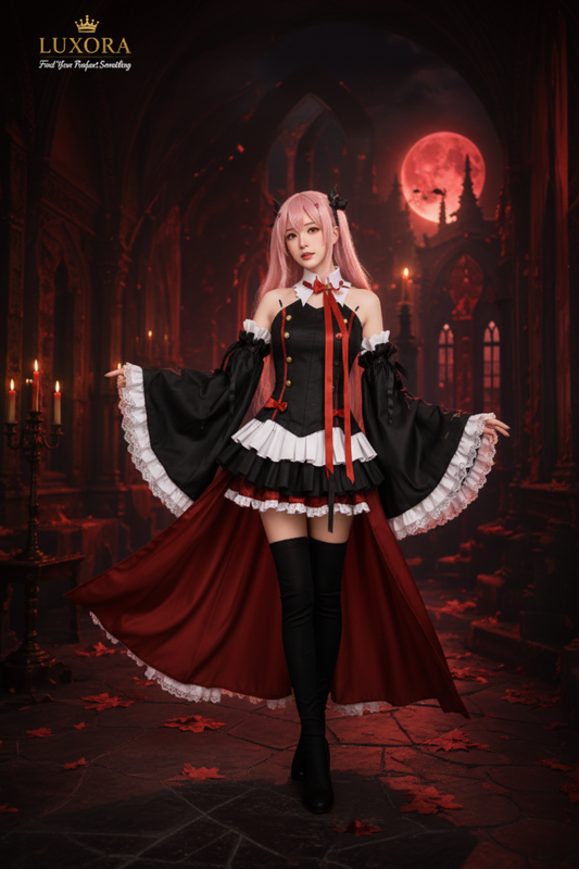 Krululu Vampire Cosplay Costume – Women's Halloween Anime Outfit with Accessories