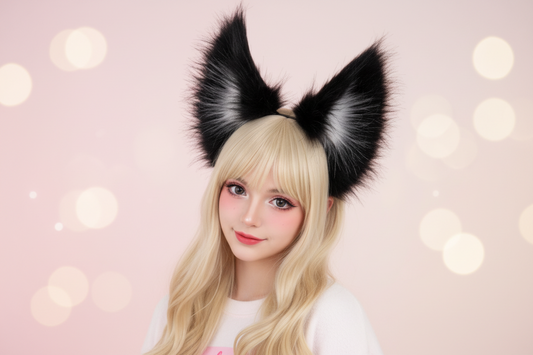Faux Fur Cat Ears Headband Cute Large Cat Ear Hair Accessory Cosplay Convention Animal Ears Headband Cat Girl Hair Decor
