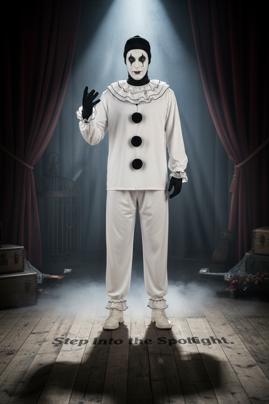Pierrot Clown Cosplay Costume – Halloween Horror Stage Performance Outfit